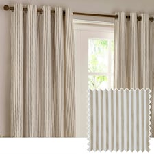 Yard Hebden Striped Cotton Natural Eyelet Curtains 117 x 137cm