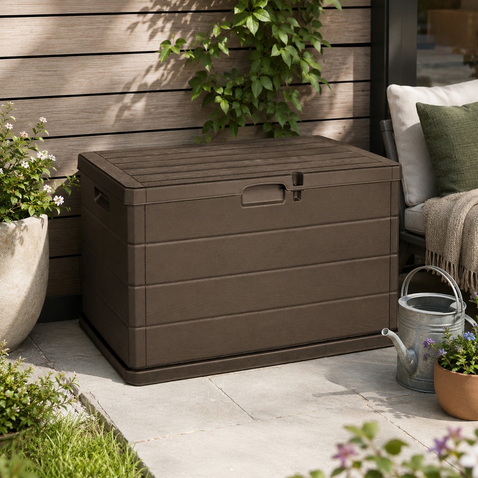image 1 of 200L Large Lockable Outdoor Garden Storage Box Heavy Duty Patio Cushion Chest