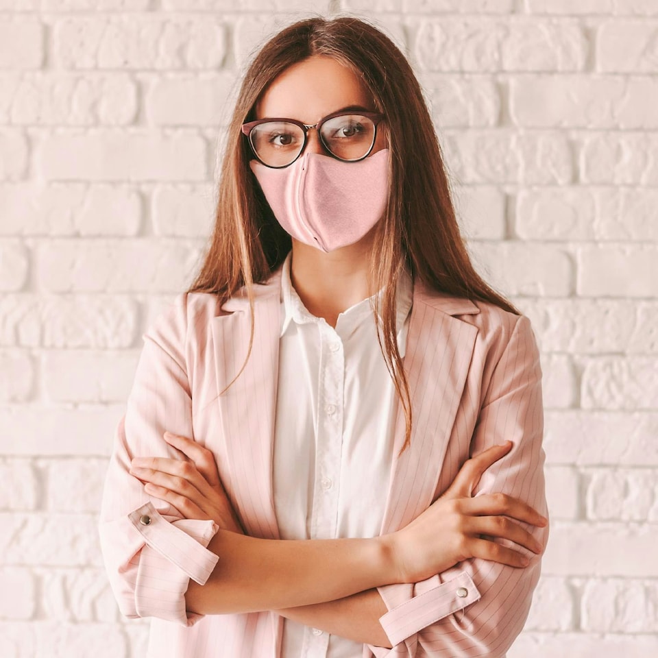 image 1 of Termin8 Satin Silk, Lightweight Breathable, Washable Face Mask, Blush Pink | Pink