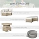 image 3 of Outsunny 5 PCs Outdoor Rattan Lounge Chair Round Daybed Table Set w/ Cushion