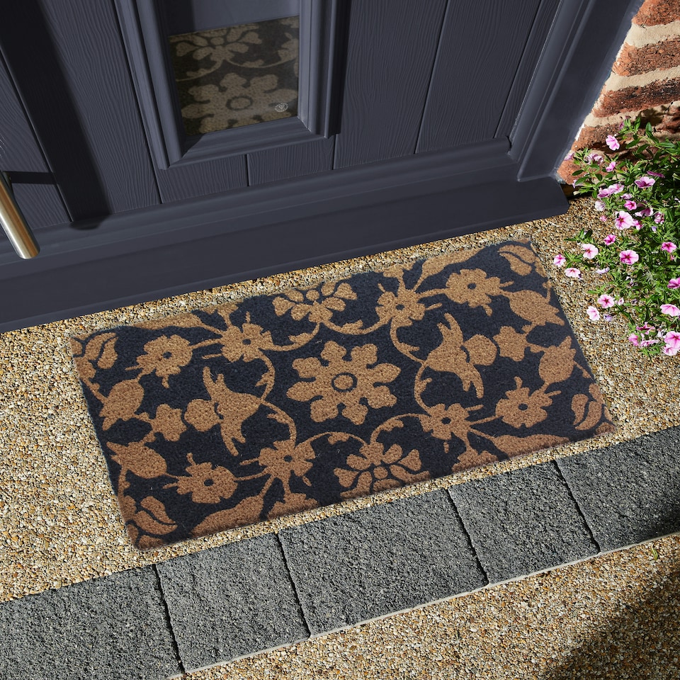 image 1 of RHS Jekyll Floral Door Mat Latex Backed 45 x 75cm