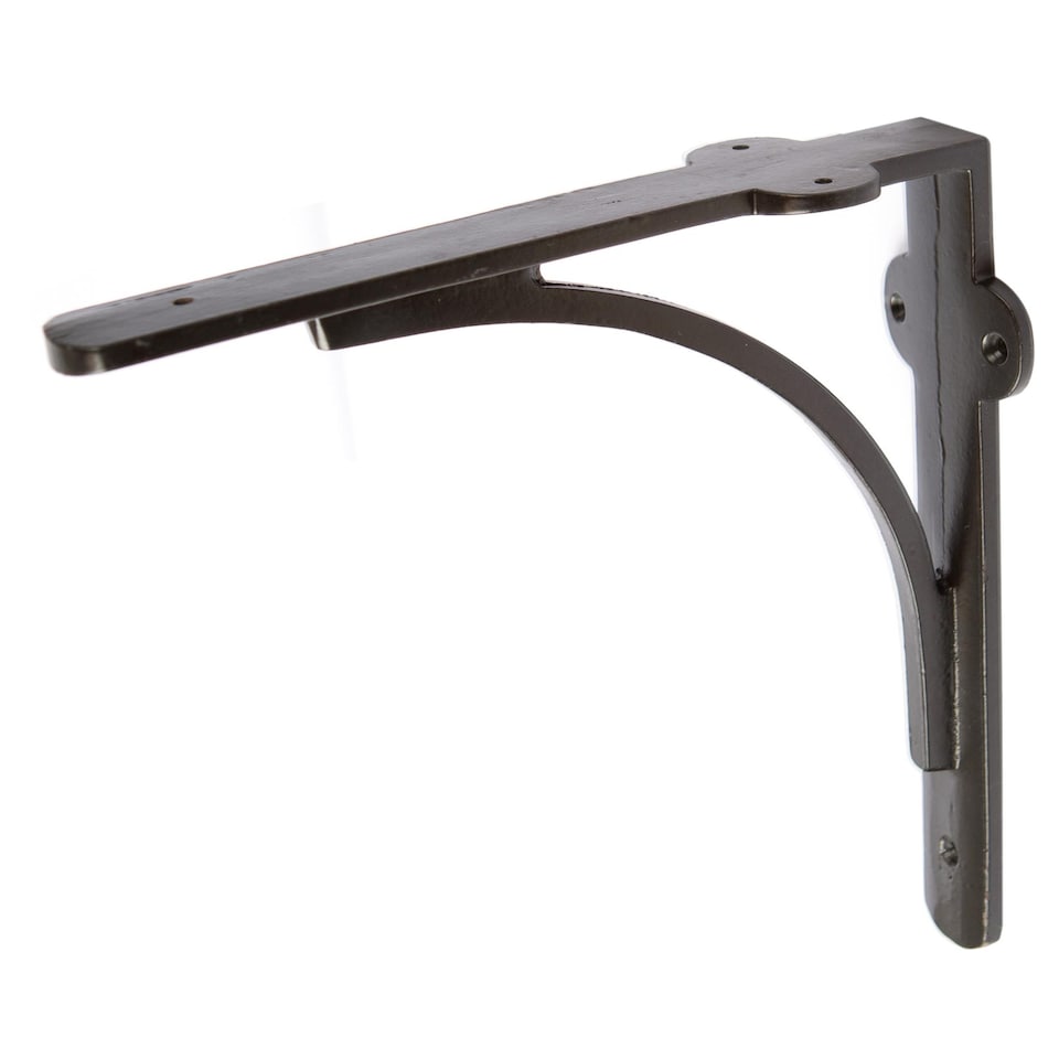 image 1 of Hammer & Tongs Curved Iron Shelf Bracket - D205mm - Black