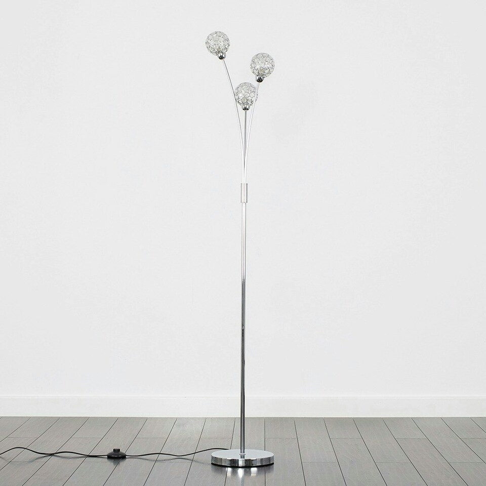 image 1 of ValueLights Modern 3 Way Polished Chrome And Clear Acrylic Floor Lamp