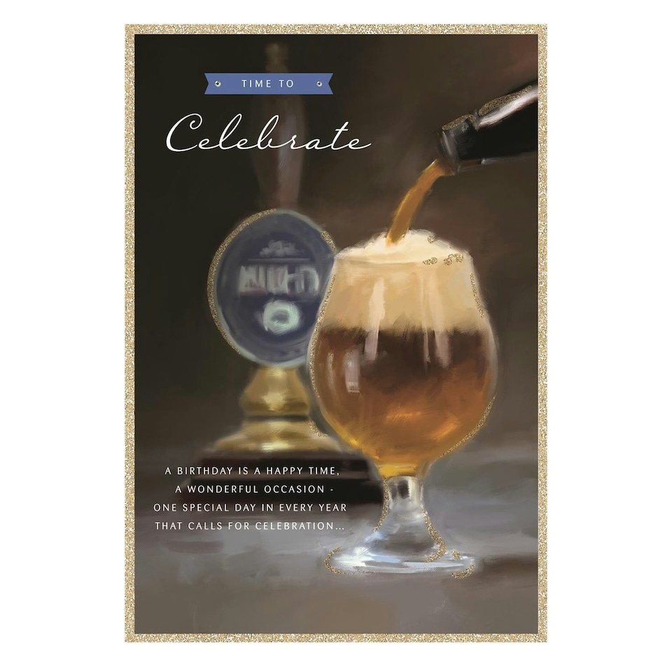 image 1 of Time to Celebrate Champagne Glass Design Open Male Birthday Card