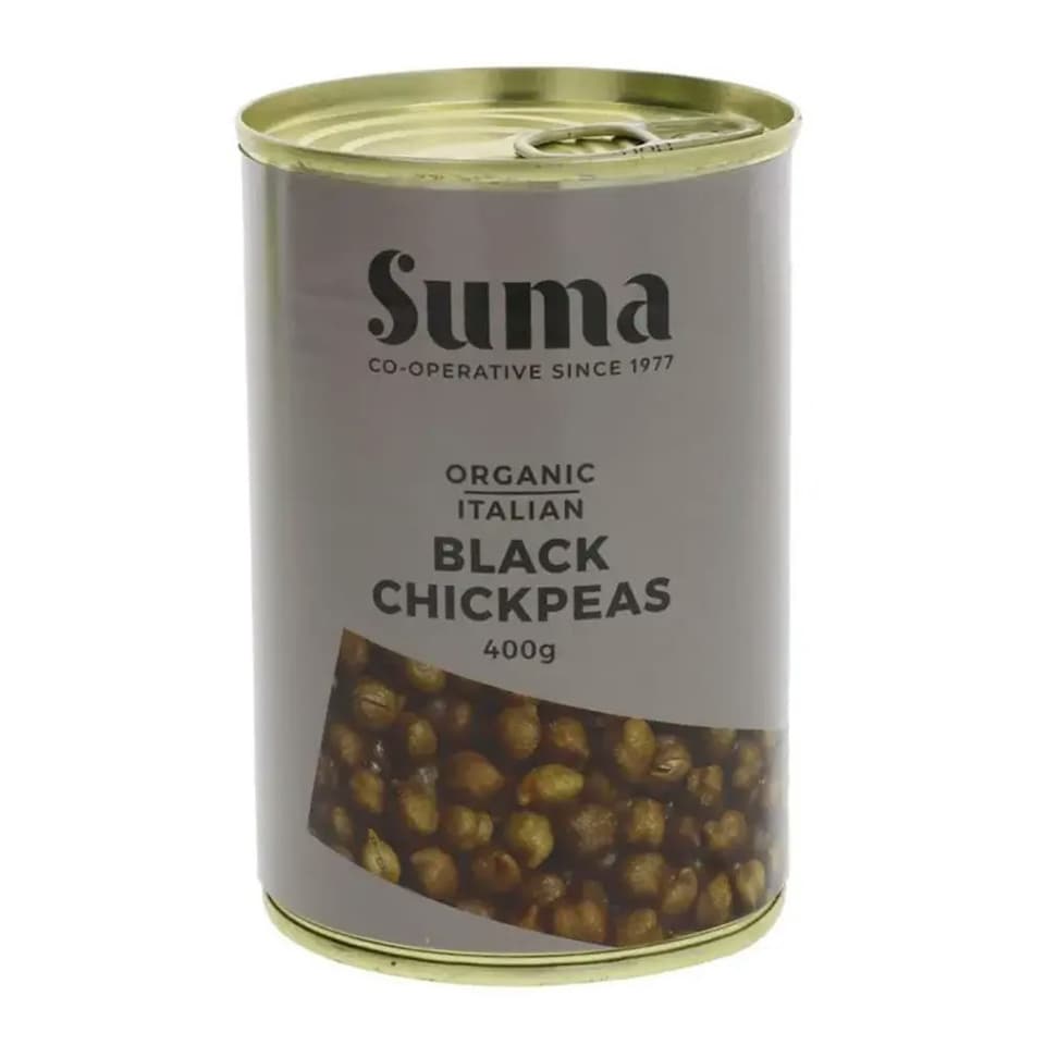 Organic Black Chickpeas in Filtered Water 400g (Suma)
