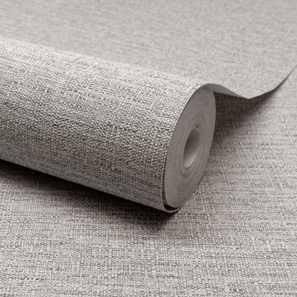 image 1 of Grandeco Telma Slubbed Fabric Hessian Textured Luxury Wallpaper Neutral Marl | Cream | Neutral Marl | 5.32m2