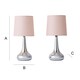 image 7 of ValueLights Teardrop Pair Chrome Touch Table Lamp Pink Shade & Bulb | Pink