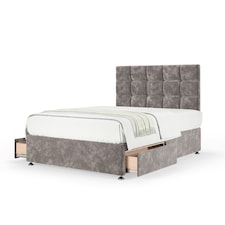 Ortho Classic Orthopaedic Silver Chenille 2 Drawer Divan Set And Pearl Headboard Double