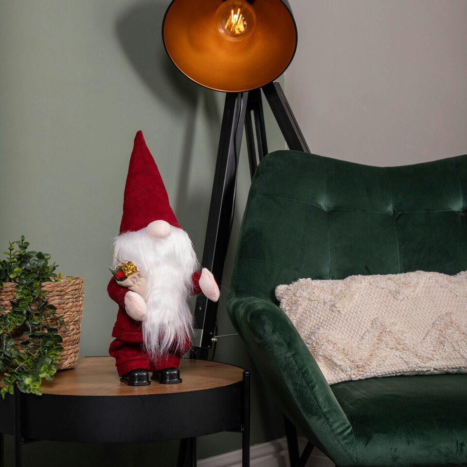 image 1 of 35cm Battery Operated Musical Walking Christmas Gonk Decoration in Red