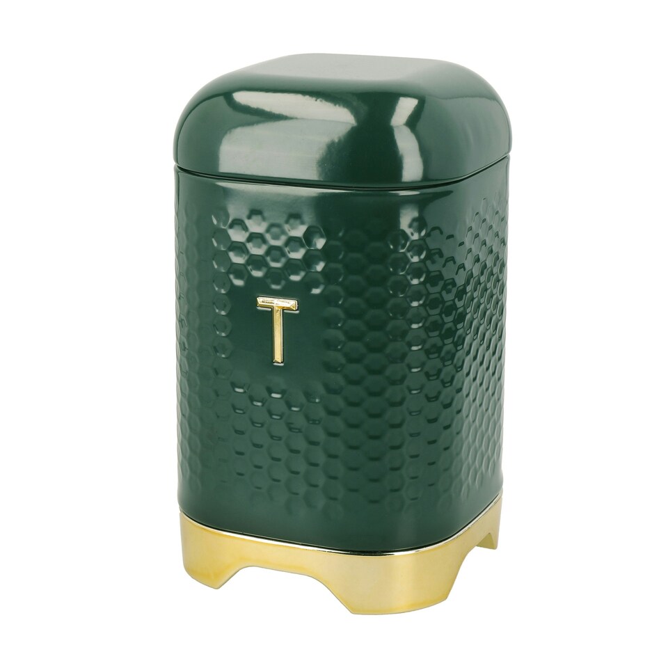 image 1 of Lovello Tea Canister Green Textured 11x11cm