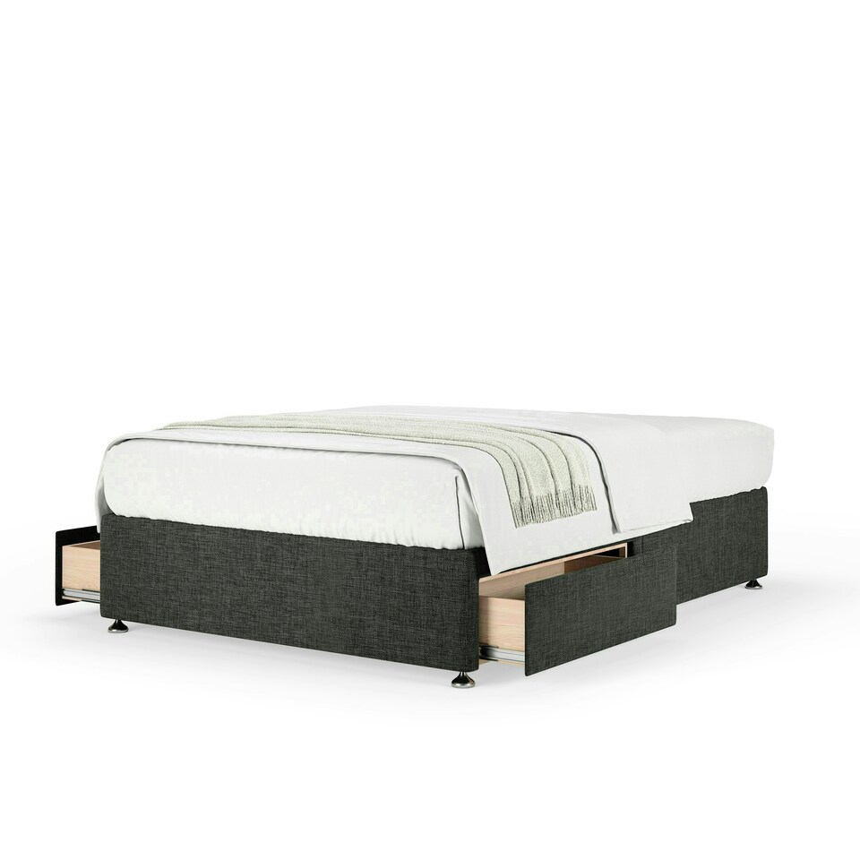 image 1 of Neptune Spring Charcoal Linen 2 Drawer Divan Set Small Double