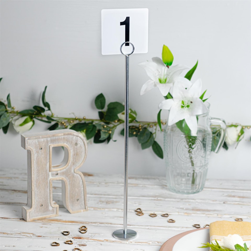 image 1 of Argon Tableware Table Numbers with 46cm Holders - 46cm - Silver - Pack of 25 | Silver | Silver