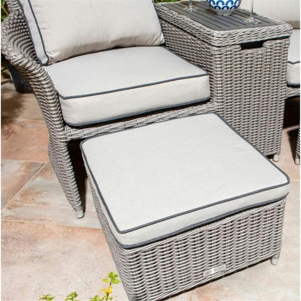 image 1 of 2 Seater Natural Stone Rattan Weave Companion Garden Set