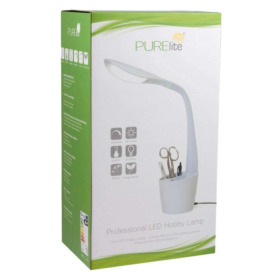 image 1 of PURElite Natural Daylight Hobby Lamp - Table & Desk Lamp, Flexible LED Light with 4 Brightness Settings for Reading & Crafts