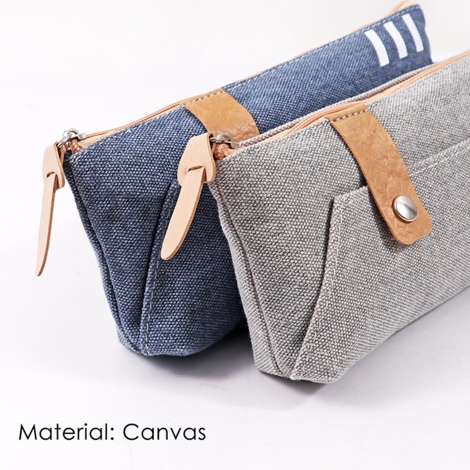image 1 of Trendy Canvas Design Quote Zip Pencil Case Case