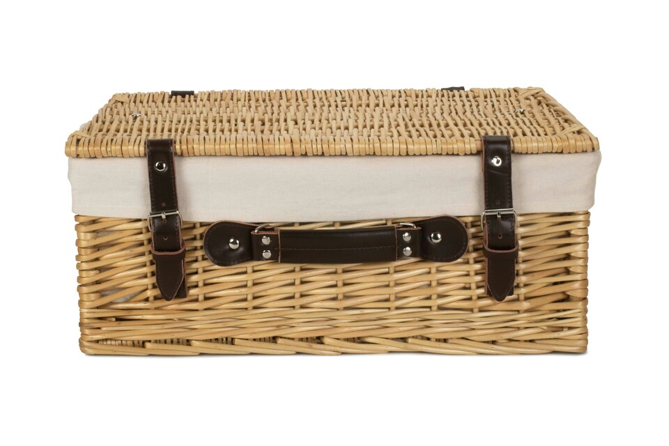 image 1 of 46cm Buff Wicker Picnic Basket with Lining | White | White | One Size