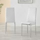 image 2 of Furniturebox 4x Milan White Chrome Hatched Faux Leather Dining Chairs
