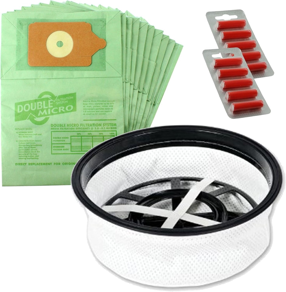 image 1 of SPARES2GO Paper Bags & Microfibre Filter for Numatic Henry Hetty James Vacuum Cleaner (Pack of 10 Bags + 10 Fresheners)