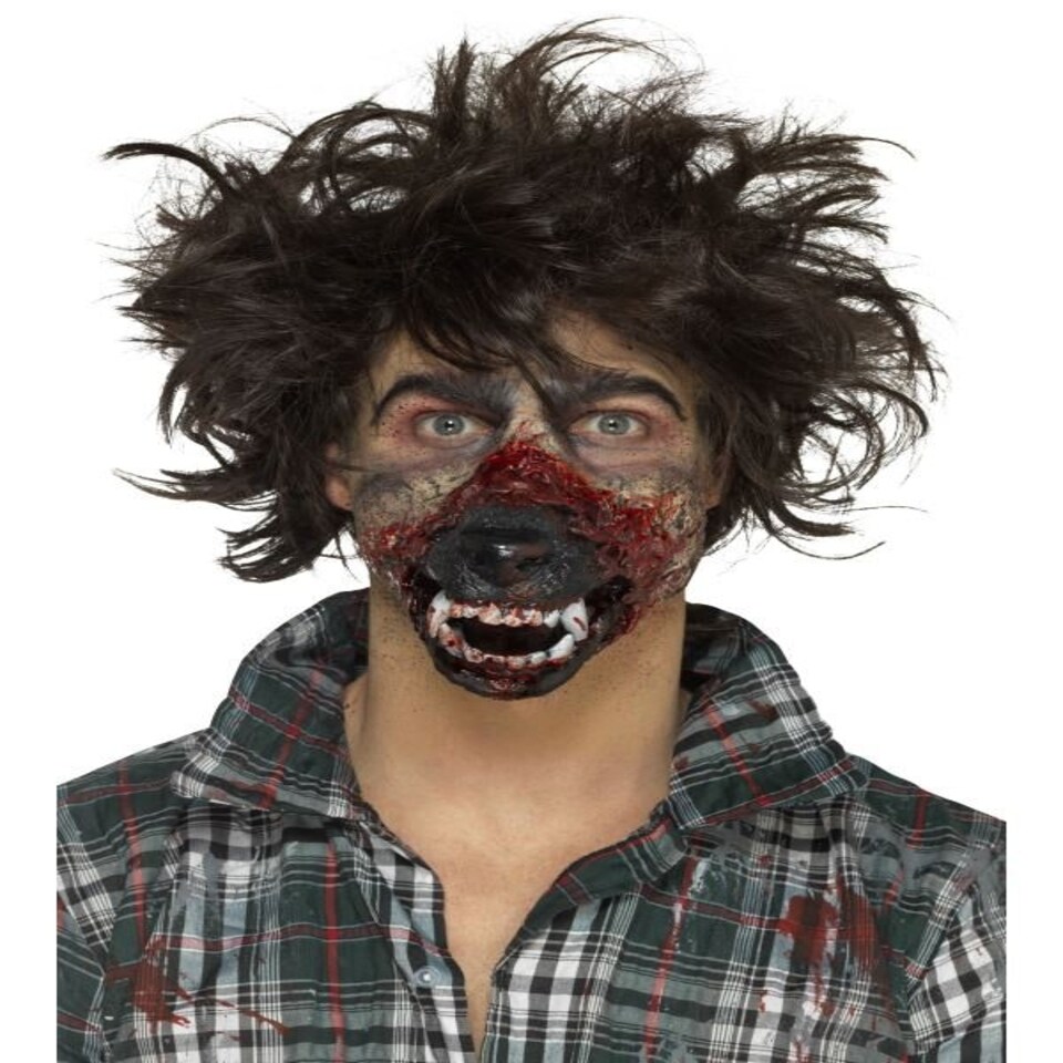 Foam Latex Werewolf Mouth Prosthetic Brown with Adhesive On Display Box   [46788] One Size