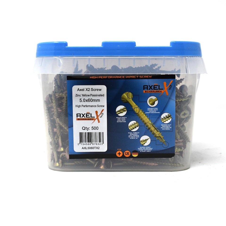 image 1 of Axel High Performance Woodscrews (Dia) 5.0mm (L) 60mm - Tub of 500