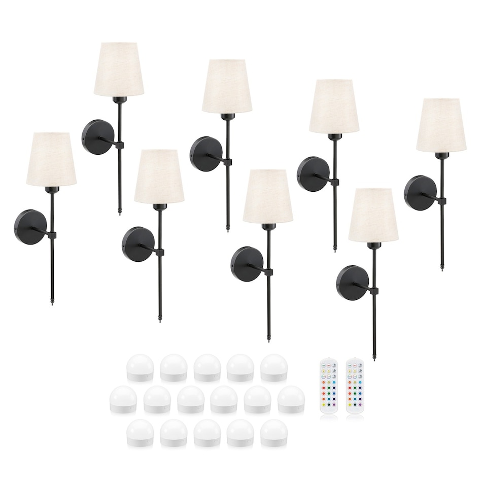 image 1 of Omniance Monaco Rechargeable Wireless Wall Lights with Remote | Black