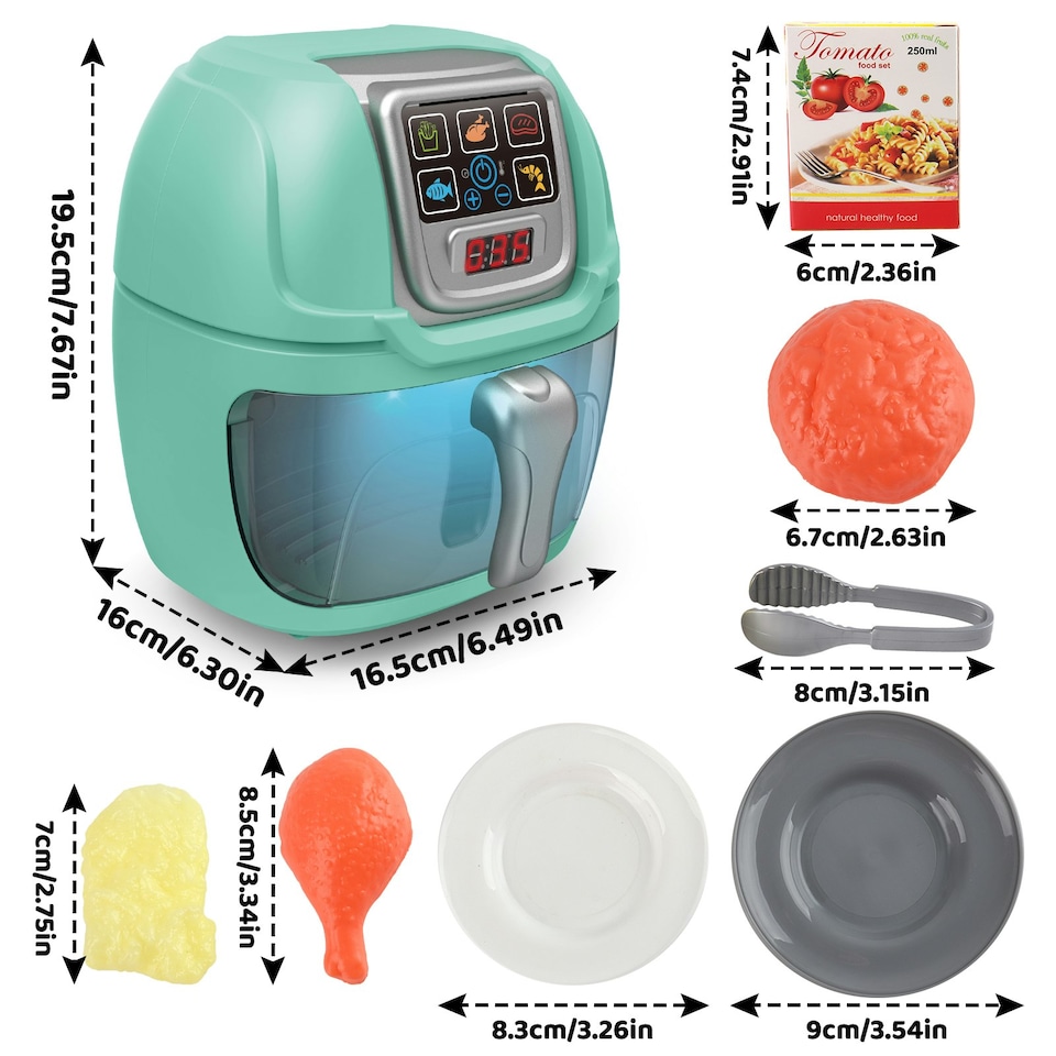 image 1 of Green Air Fryer Toy – Pretend Play Cooking Machine Role Play Set