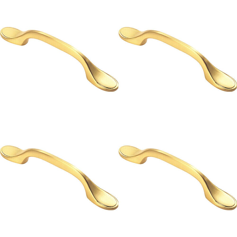 Loops 4x 128mm Shaker Style Cabinet Pull Handle 76mm Fixing Centres Satin Brass in Metallics