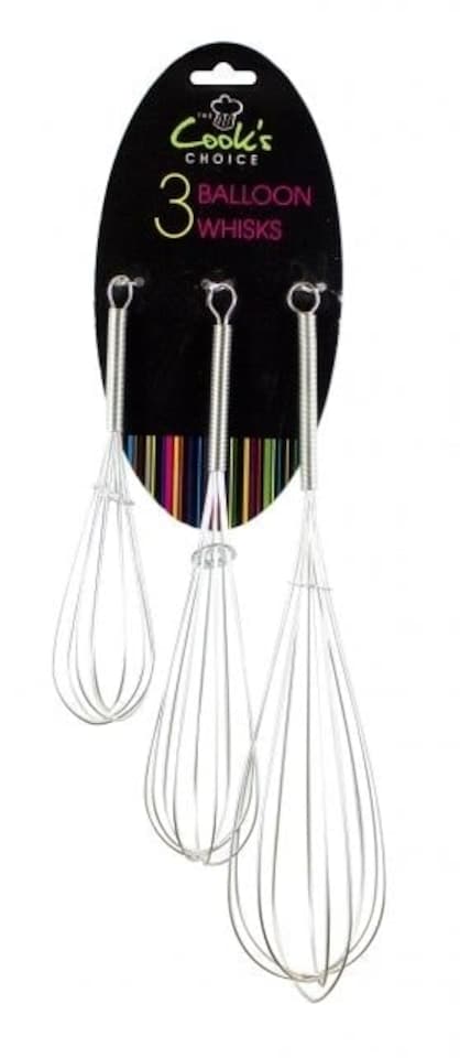 image 1 of Set of 3 Balloon Whisk - Baking Cooking Mixing Assorted Sizes