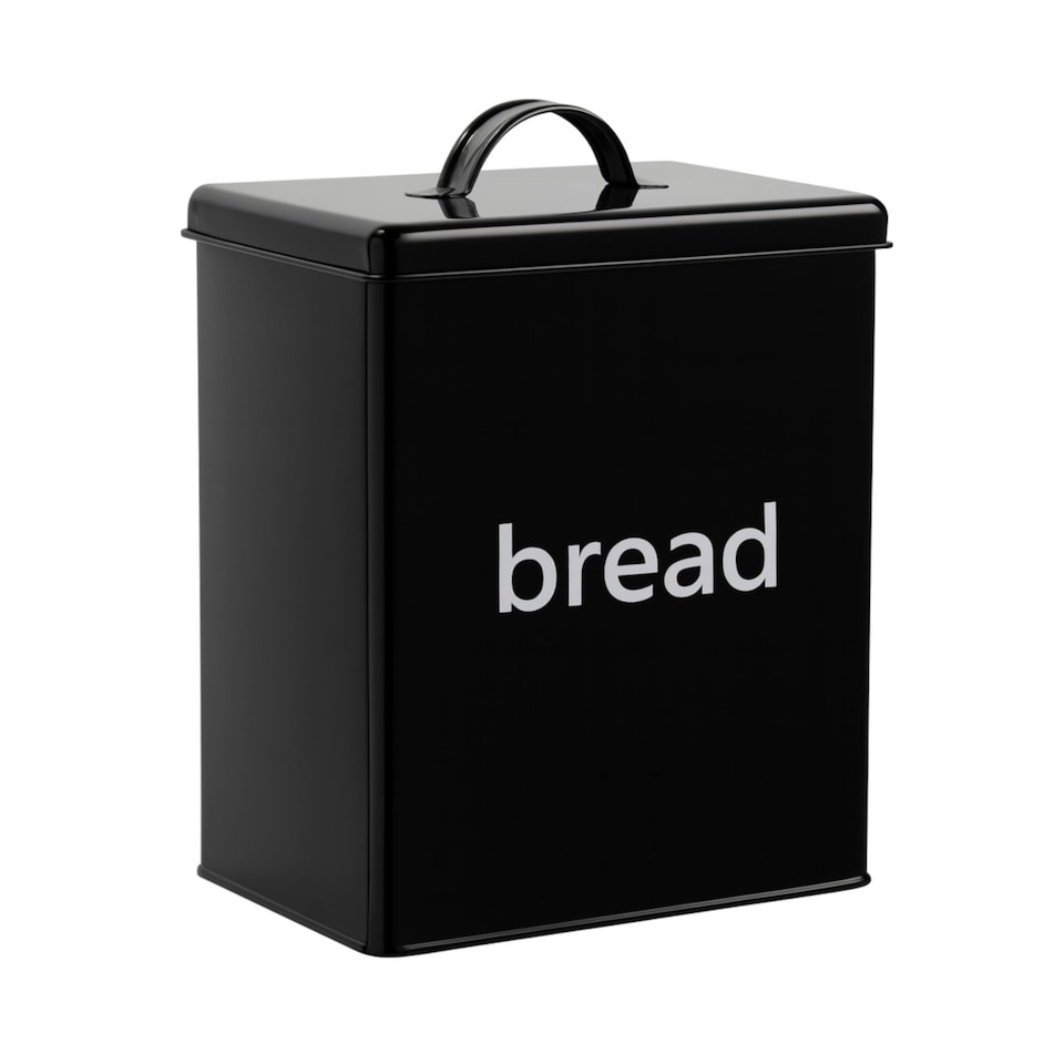 image 1 of 5pc Black Kitchen Canister Set Bread Biscuits Tea Sugar Coffee | Black