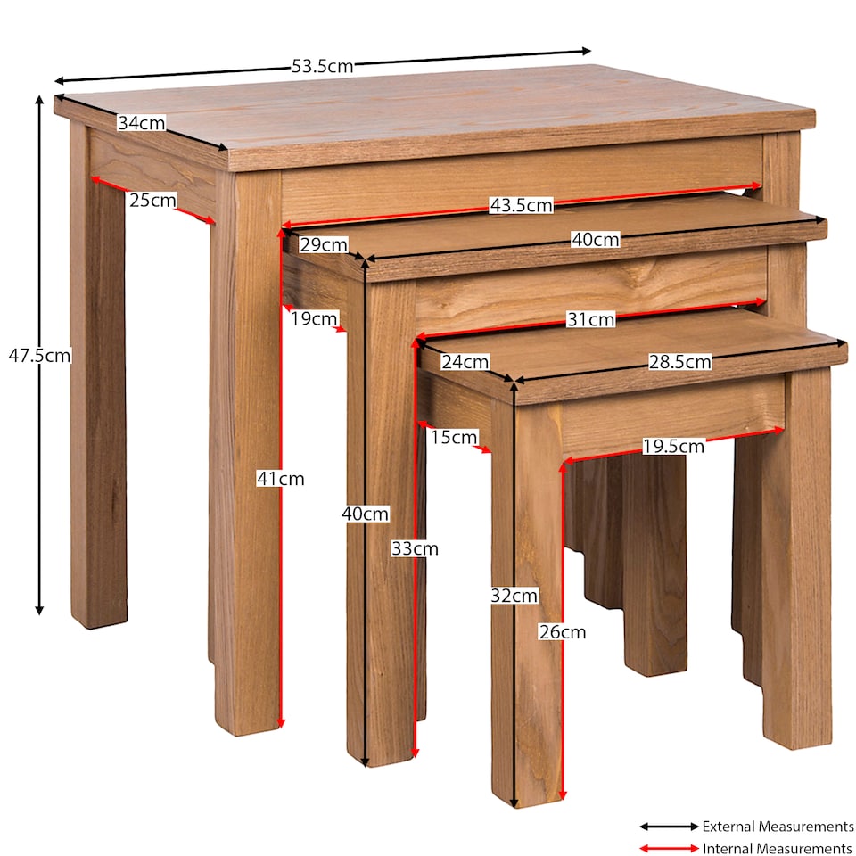 image 1 of Vida Designs Oakridge Set of 3 Nest of Tables Sofa Side End Table, Oak