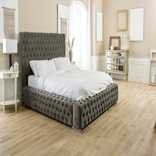 Enigma Plush Small Double Bed Frame - Grey
