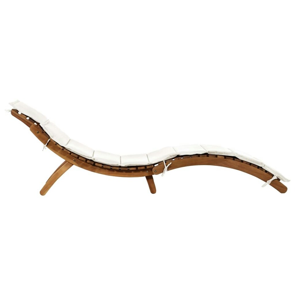 Sun Lounger with Cream Cushions Solid Wood Acacia Tesco Groceries