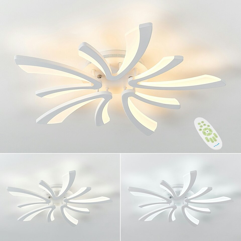 image 1 of Living and Home Unique V-Shaped LED Semi Flush Ceiling Light, 73cm Dia x 6.5cm H