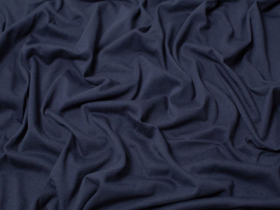 Minerva Core Range Navy 100% Cotton Jersey Stretch Knit Fabric for Dressmaking, 160cm / 62" Wide - per metre