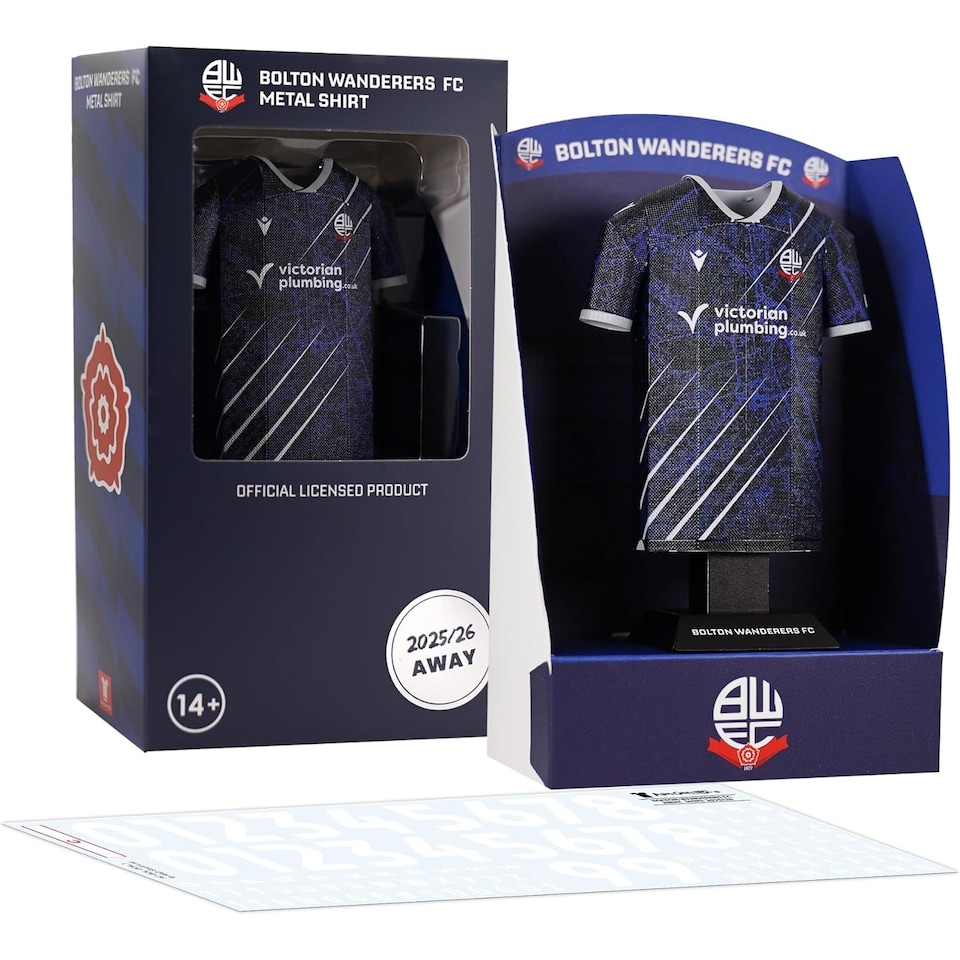 image 1 of RadStuff Metal Alloy Football Shirt - Bolton Wanderers Away Kit 2025/26