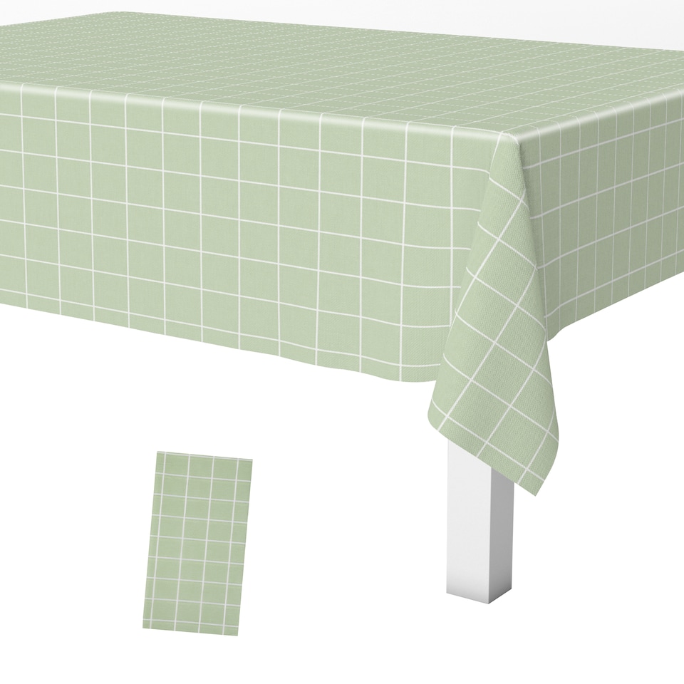 image 1 of Checkered Rectangular Tablecloth, PVC Plastic Table Cover - 137x180cm