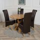 image 3 of Oregon Round Oak Dining Table with Montana Leather Chairs Brown