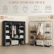 image 3 of HOMCOM Fabric Wardrobe with 10 Shelves 1 Hanging Rail Foldable Closets Black