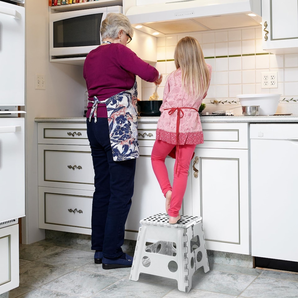 image 1 of Keplin Heavy Duty Folding Step Stool Non-Slip Plastic with Carry Handle, 13 Inch