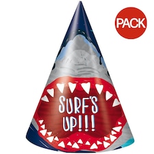 Unique Party Surf´s Up!!! Shark Party Hats (Pack of 8) - Navy/Red/Grey - One Size