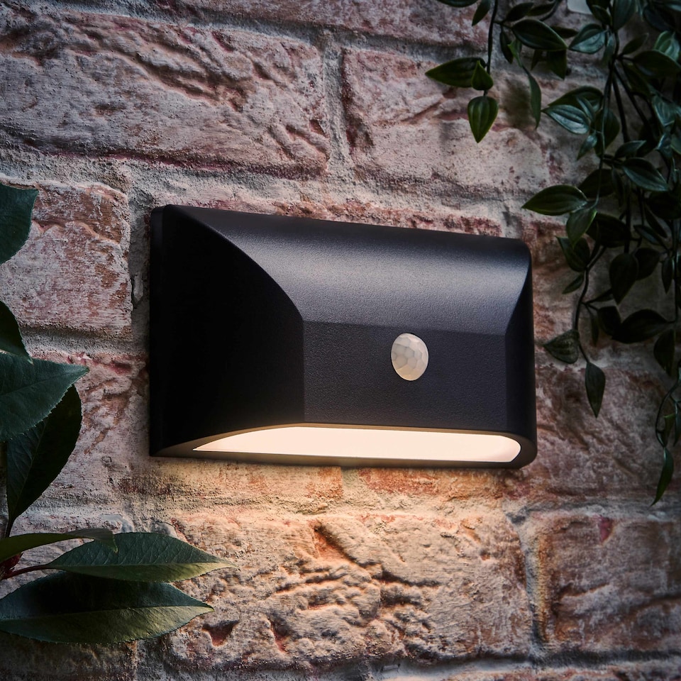 image 1 of ValueLights Owen Black IP65 LED PIR Motion Sensor Outdoor Wall Light | Black