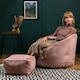 image 2 of Sirena Scallop Chair Bean Bag and Footstool Pink Velvet Bean Bags | Pink | Dusk Pink | L | 2