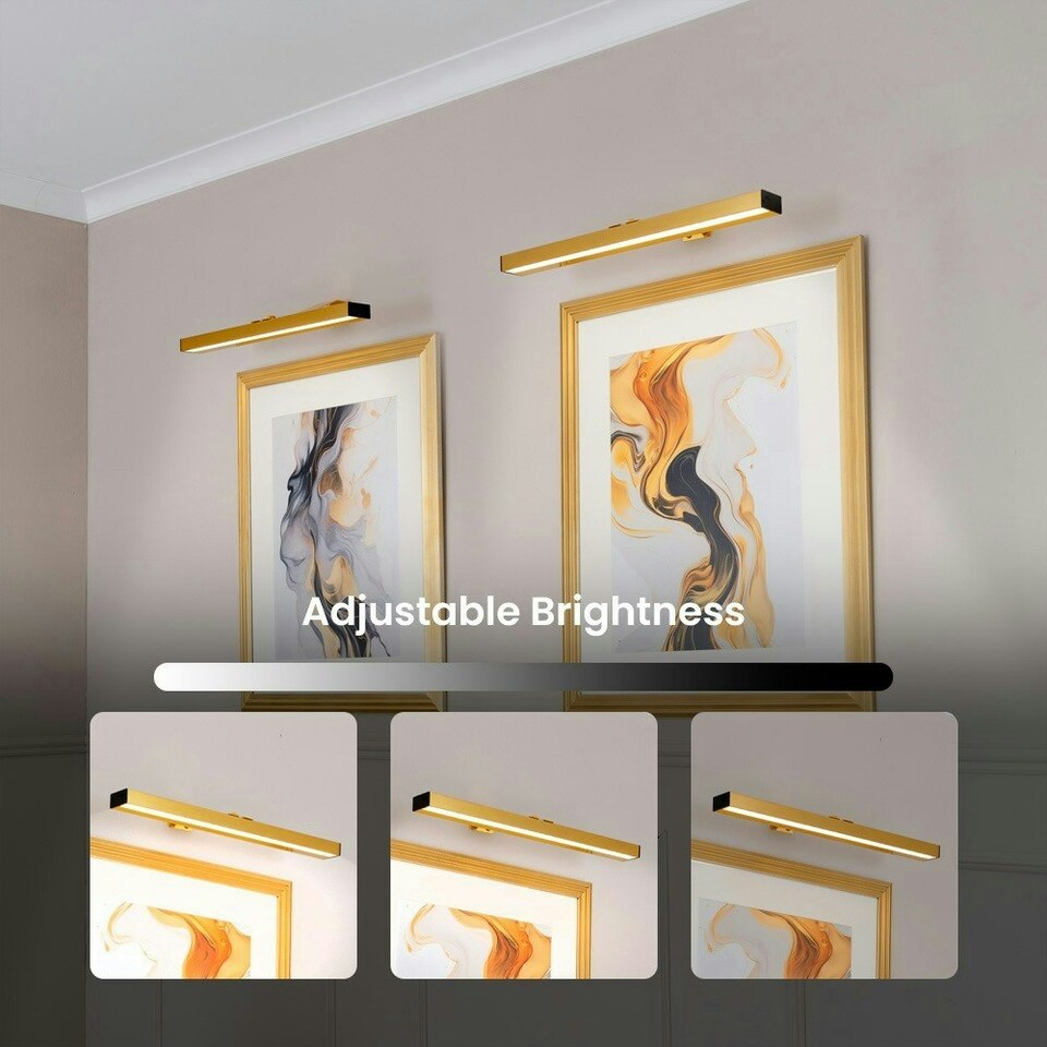 image 1 of ValueLights Ryle Pair of - Easy Fit Touch Dimmer Rechargeable Picture Wall Light - Gold