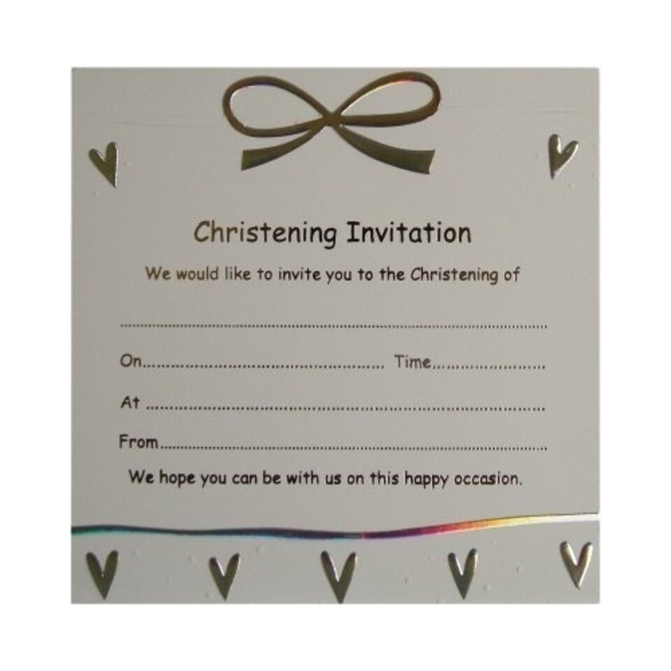 image 1 of Luxury Pack of 10 Christening Invitations - Christening Bow