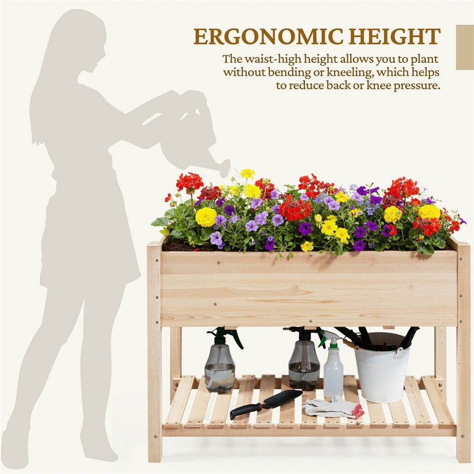 image 1 of Yaheetech 80 cm H Wooden Raised Garden Bed-Wood
