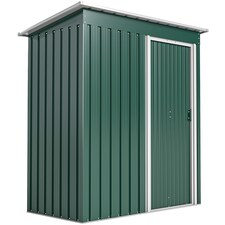 Outsunny 5 x 3ft Garden Storage Shed with Sliding Door and Sloped Roof, Lean to Outdoor Equipment Tool Shed for Garden, Green