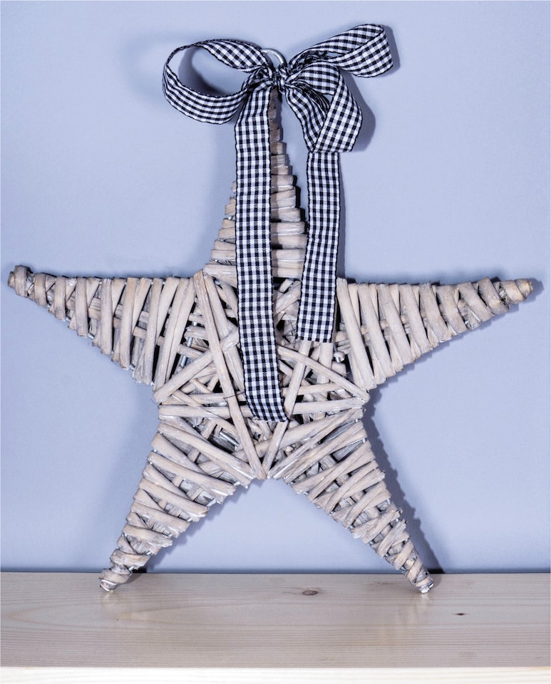 image 1 of St Helens Christmas Light Grey Wicker Star Woven Willow