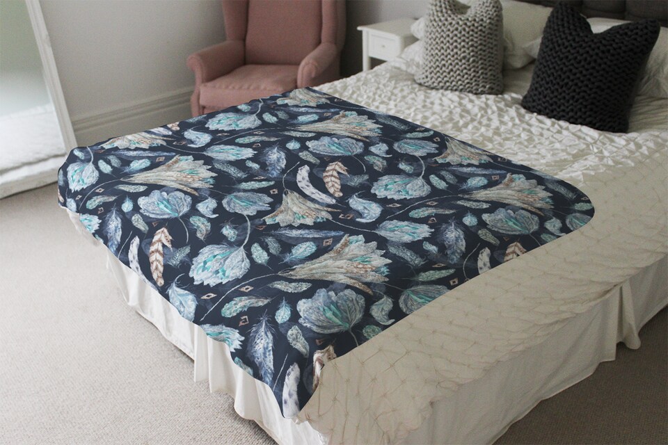 image 1 of Boho Chic Indigo Pattern Blanket | Multi