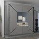 image 2 of Modern Geometric Mirror Sliding Door Wardrobe 180cm | White/Black/Grey 2-Door Bedroom Cabinet Grey | Grey180cm