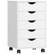 image 1 of HOMCOM Filing Cabinet with 5 Drawers, Under Desk Drawer, White | White | White
